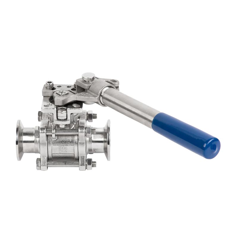  3-PC Clamped Sanitary Ball Valve with ISO 5211 Direct Mounting Pad