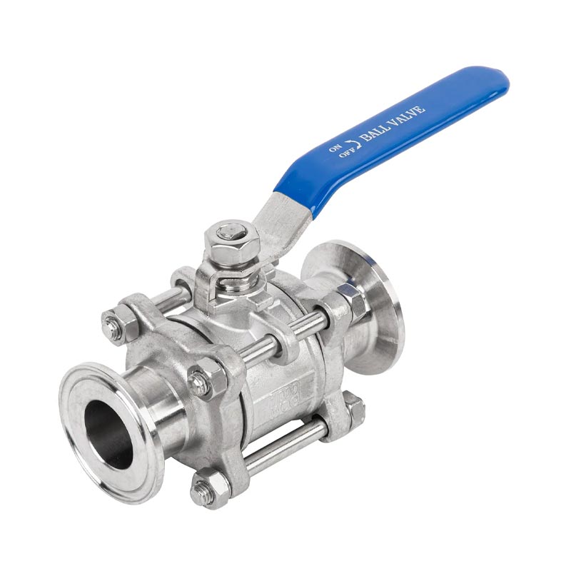  3-PC Clamped Sanitary Ball Valve with ISO 5211 Direct Mounting Pad